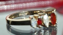 14k yellow gold size 4 ring 0.90ct garnet natural diamond pyramid 3.0gr N3074E