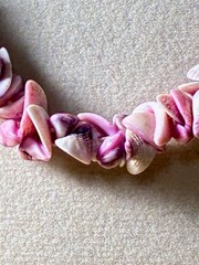 Vintage Pink & White Shell Chip Bead Necklace Tropical Beach Boho Style Retro