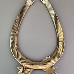 Vintage Omega Bow Necklace Chunky Ribbon Wide 16.5″