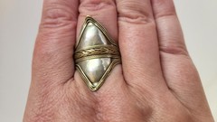 Vintage Tribal Boho Shield Ring Adjustable Ethnic Kuchi Tibetan Mixed Metal