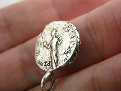 Vintage Faux Denarius Julia Domna Coin Cast Pendant 925 2.8g 7/8 Inch Length