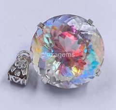 Pretty Round Cut 87 Ct Mystic Topaz 925 Sterling Silver Gemstone Pendant 4OUW