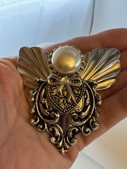 Jane Davis Angels of Love Brooch 1995 Pearl Heart Angel Valentine Gift