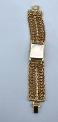 VTG Signed Inmode bracelet watch Gold-tone rhinestone chain retro mod 7″