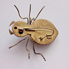 Vintage Spider Brooch Amber Color Resin. Made in the USSR