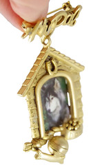 3″ VTG c1980’s DANECRAFT “MY PAL” DOG-THEMED PHOTO FRAME GOLD TONE PEWTER BROOCH