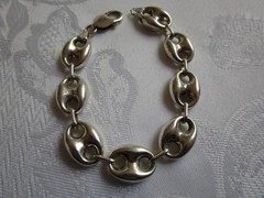 Vintage Sterling Silver Mariner Puffy Link Bracelet Italy 7.75” Long 0.5” Wide
