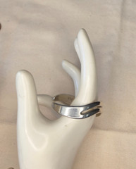 Solid Sterling Silver Vtg Mexico 2 Row Cuff Bracelet Signed AT w/ Beehive 18.7g