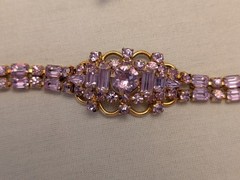 Kramer of NY Vintage Alexandrite Rhinestone Bracelet & Earrings MINT condition