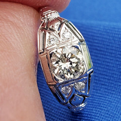 Original EARTH MINED DIAMOND Deco Engagement Ring Gatsby ERA Solitaire 14K GOLD