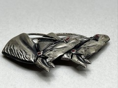Vintage Rare Two Horse Head Brooch Pin Marked Sterling Uncas Mfg. Co.
