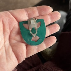 1940s/1950s Modernist Green Carved Bakelite Mask/Tiki Dress or Shoe Clip