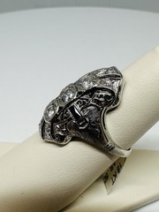 18k Vintage Art Deco Diamond Ring – Synthetic Sapphire