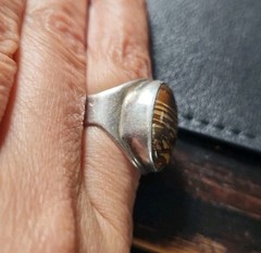 Sterling 925 Silver Oval Tiger’s Eye Ring Sz 7.5 Handmade