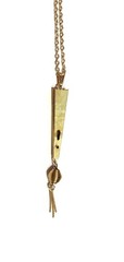 Vintage Folding Fan Necklace Pendant Chinese Dragon Birds Sun Gold Tone Metal