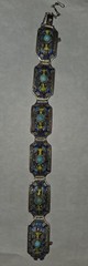Antique Chinese Export Silver Filigree Enamel Turquoise Bat Link Bracelet 26g