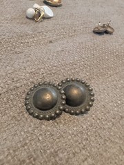 Vintage Brass Clip-On Earrings with Beaded Edge