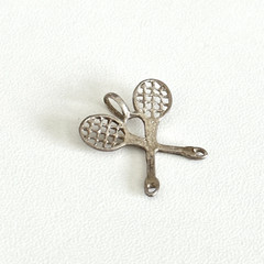 Vintage 925 Sterling Silver Tennis Racket Sports Themed Charm Pendant