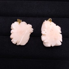 Light Pink Flower Two Stone Pendants Gold Tone