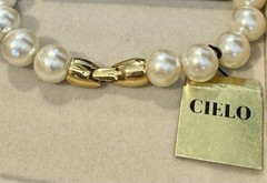Vintage CIELO Panther Faux Pearl Parure Statement Runway Set Necklace Earrings