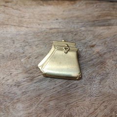 Vintage TONA Purse 1990 Goldtone Signed Pin Brooch Whimsy Coquette Shopper