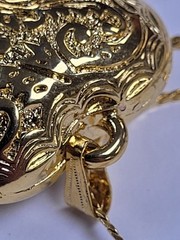 Ornate Heart Pendant 22″ Goldtone Necklace Wheat Style Chain Costume Fashion