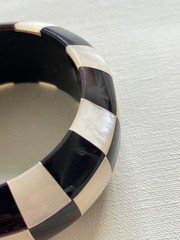 Check Pattern Bangle Plastic Black White Vintage Not specified