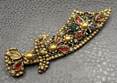 Vintage HUGE Korda Thief of Bagdad Scimitar Sword Brooch Enamel Rhinestone