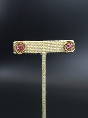 Vintage 12k Gold Filled H.G. Pink Rhinestone Screw Back Earrings Mid Century