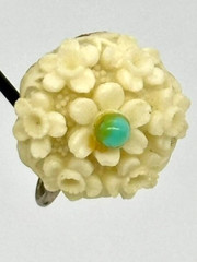 Vintage Earrings Carved Lucite/Resin Flowers Faux Turquoise Screw-Back, Unsigned