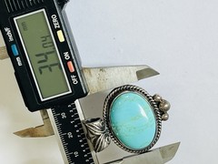 Heavy Vintage Sterling Silver 925 Turquoise Oval Slide Pendant 19-grams Lot P16