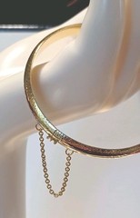 Jtv Yellow Gold Over Sterling Silver Diamond Cut Hinged Bangle… 7 Inches…