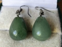 RARE Elegant Nephritis stone Vintage Jewelry Earrings