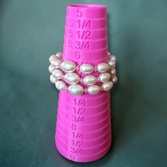 Faux Pearl Bracelet Memory Wire Crystal Multi Strand Wrap Cuff Vintage