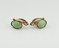 Vintage Designer Sorrento Sterling 925 Silver Green Turquoise Clip On Earrings