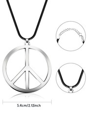Tatuo 1 Piece Metal Peace Sign Pendant 1960s 1970s Hippie 2.1 inches, Silver