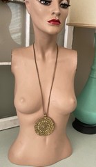 Yves Saint Laurent Vintage Medallion necklace Aztec Style Gilt *YSL Mark* Rare!