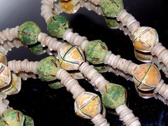 Antique Glass Bead Necklace Bicone King Glass Beads – 32in