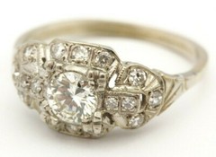 14k white gold 0.68ctw diamond ring band engagement 2.93g size 6.75 vintage