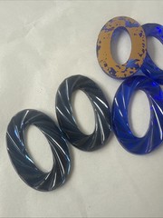 60×40 Mm Vintage German Oval Swirl Foil Damaged Sapphire Montana 6 Pcs Jewels