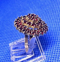 X11 Antique 3 Level 60 x Red Garnet, 900 Silver Ring size 5.0 BOHO 1890-1920