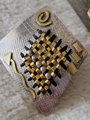 VTG SHARON M. DONOVAN MICHIGAN EARRINGS & PIN 14KT GOLD STERLING AWESOME DESIGN