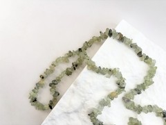 Prehnite Beaded Chip Long Stranded Vintage Green Necklace – 36″