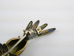 Italian Alioto Adriana Gilt 800 Silver Enameled Hummingbird Pin Brooch 5g 45mm