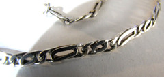 Vintage Sterling Silver Figaro Chain Necklace 20″ 4.6mm 18.9 Grams Signed Italy