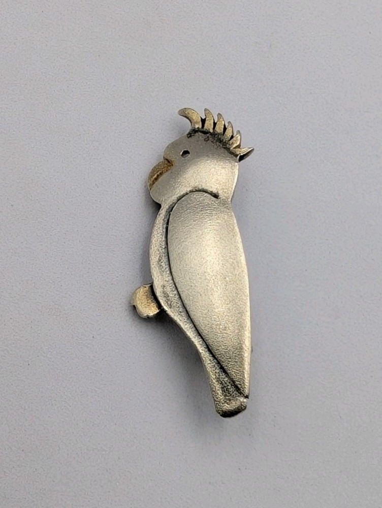 Vtg Australia Sterling Silver Cockatoo Parrot Brooch Pin 925 Map Mark C-Clasp