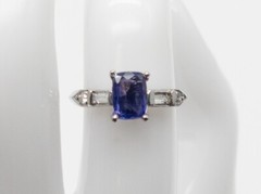 Estate $5000 Certified 1.50ct Blue Purple NO HEAT Sapphire Diamond Platinum Ring
