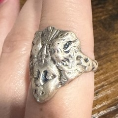Art Nouveau ring face art deco band size 7.75 sterling silver women girls