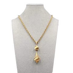 Vintage Monet Filigree Pendant Necklace Brushed Gold Plated Rope Chain 26″