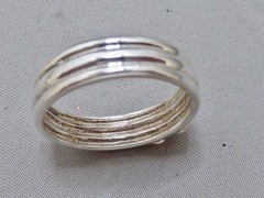 VINTAGE STAMPED 10K YG & STERLING SILVER FLUER DES LIS BAND RING SIZE 9.75 RING